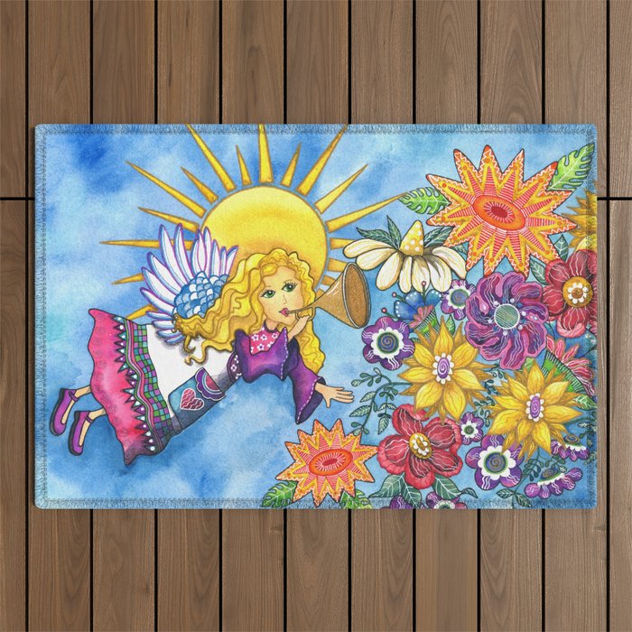 Angelic Flowers Outdoor Rug