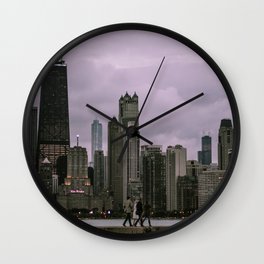 Purple Chicago Evening Wall Clock