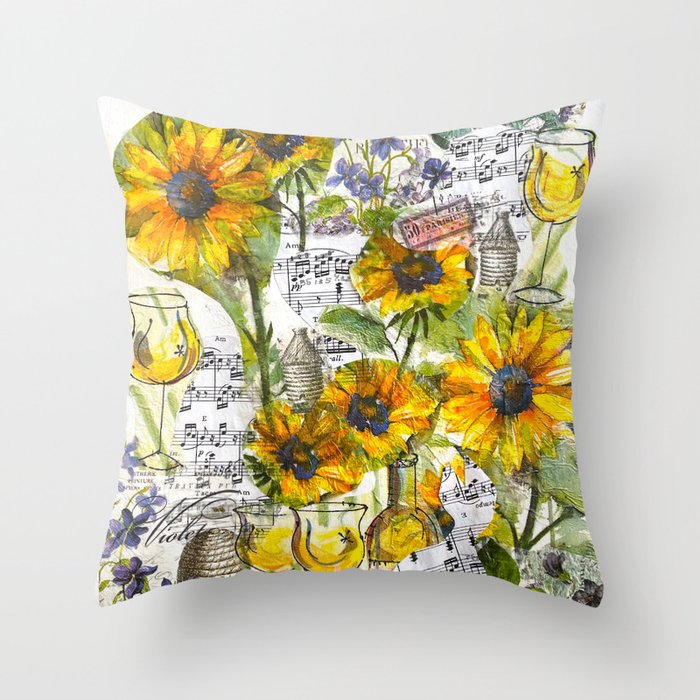 Music and Wine in the Garden Throw Pillow