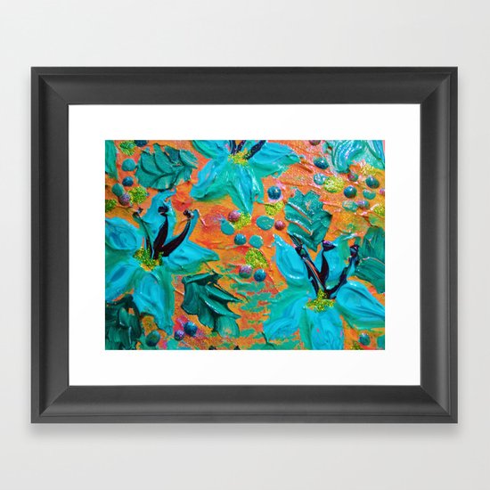 BLOOMING BEAUTIFUL 2 - Modern Abstract Acrylic Tropical Floral Painting, Home Decor Gift for Her Framed Art Print