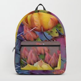 PRICKLY PEAR CACTUS Backpack | Yellow, Flower, Photo, Color, Floral, Petals, Buds, Plant, Nature, Beautiful 