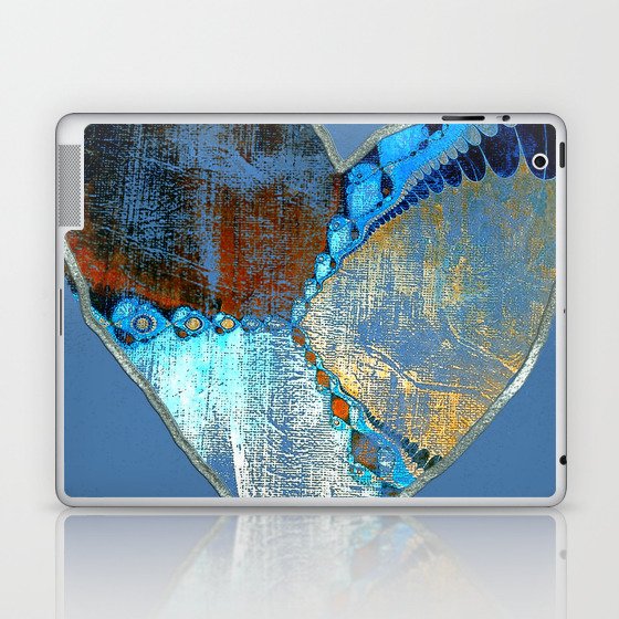 Blue Southwestern Grungy Heart art and decor Laptop & iPad Skin