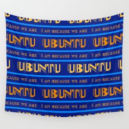 Ubuntu Unity In Swahili Blue Background And Yellow Text Wall Tapestry