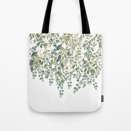 Gold And Green Eucalyptus Leaves Tote Bag