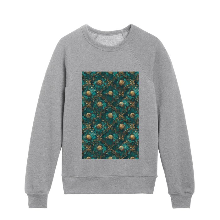 Rustic Green Floral Dream Collection Kids Crewneck