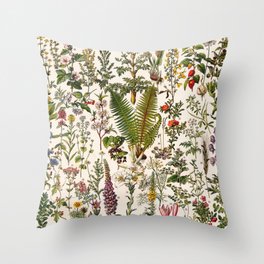Adolphe Millot - Plantes Medicinales B - French vintage poster Throw Pillow