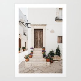 wooden door in Locorotondo | Stairway | Italy | Travel photography pastel Art Print Art Print