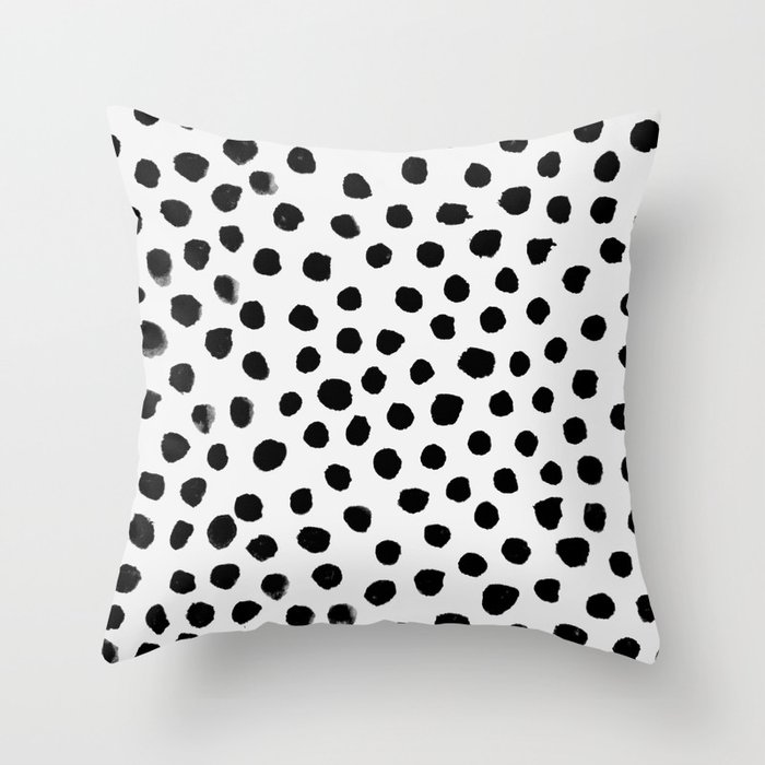 Painterly Black Dots Throw Pillow