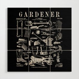 Gardener Gardening Garden Plant Tools Vintage Patent Print Wood Wall Art