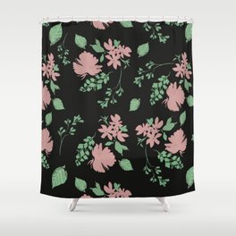 Floral Pattern with Black background Shower Curtain