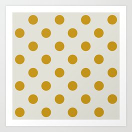 White and Gold Yellow Mustard Polka Dot Pattern Art Print