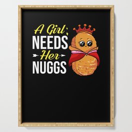 Chicken Nugget Girl Queen Vegan Nuggs Fries Serving Tray