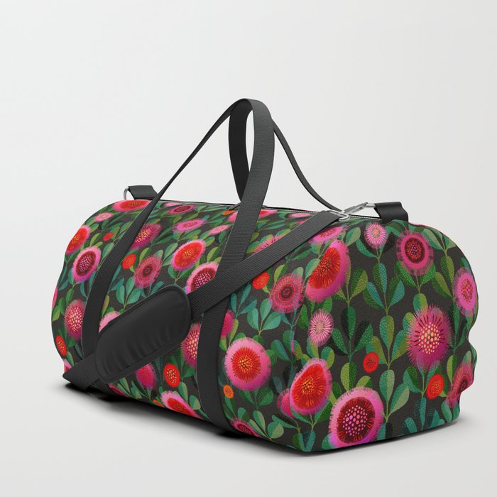 Bright Blooms Hand-Print Floral - Dark Duffle Bag