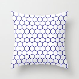 Honeycomb (Navy Blue & White Pattern) Throw Pillow