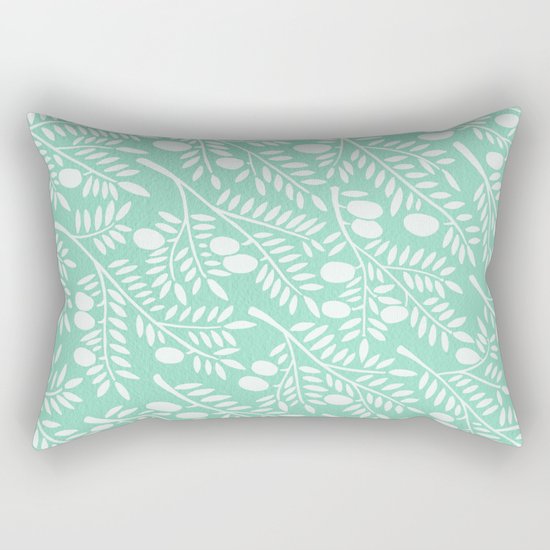 Mint Olive Branches Rectangular Pillow
