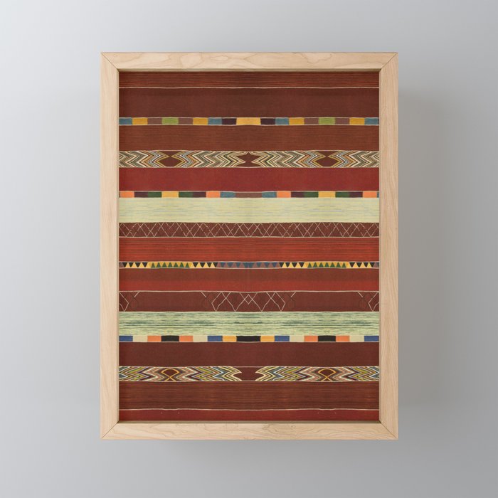 Traditional Moroccan Berber Carpet Design D19 Framed Mini Art Print