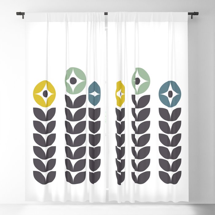 Abstract colorful flowers Blackout Curtain
