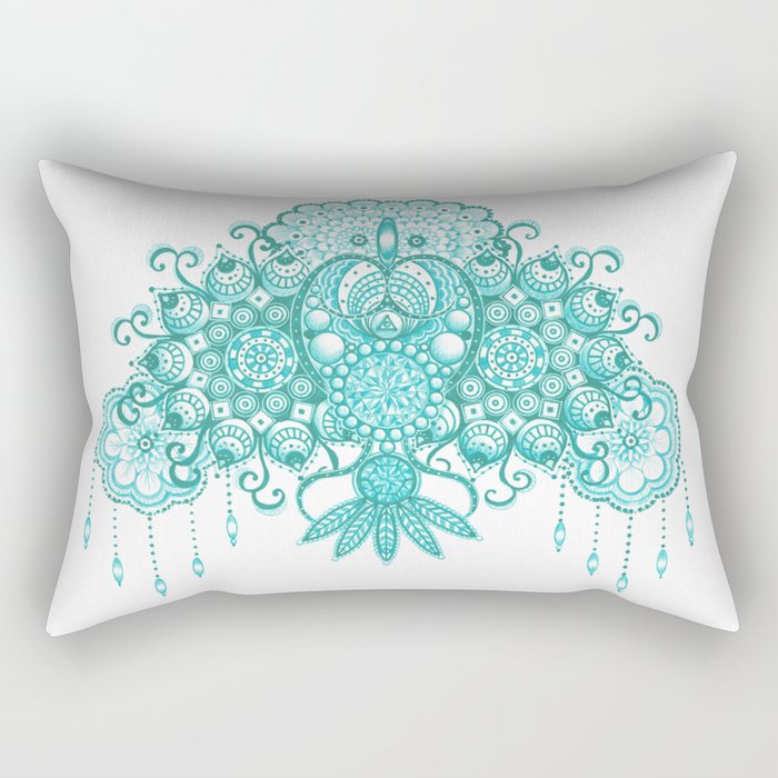 Aqua Mandala Rectangular Pillow