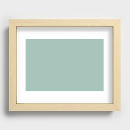 Pastel Aqua Blue Green Solid Color Hue Shade - Patternless Recessed Framed Print
