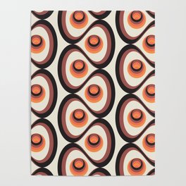 Orange, Brown, and Ivory Retro 1960s Circular Pattern Poster