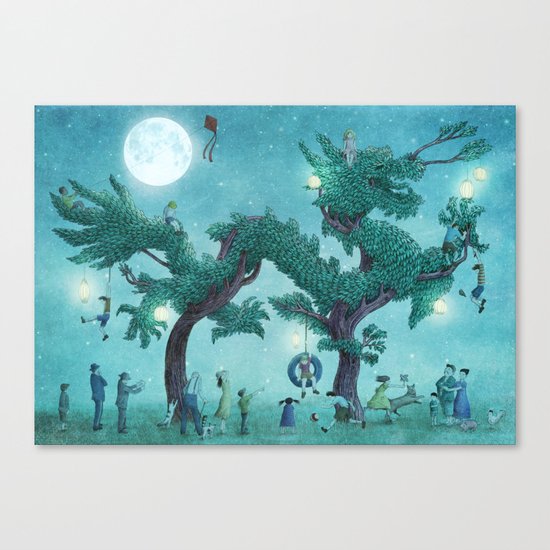 Dragon Topiary - Night Canvas Print