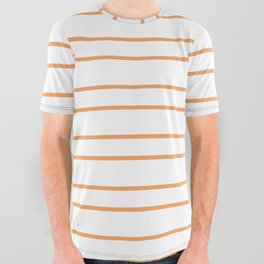 [ Thumbnail: White & Brown Colored Lines/Stripes Pattern All Over Graphic Tee ]