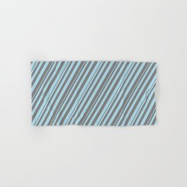 [ Thumbnail: Grey & Light Blue Colored Lines Pattern Hand & Bath Towel ]