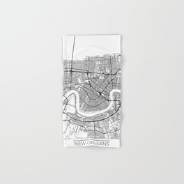 New Orleans Map White Hand & Bath Towel