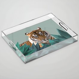 Wild Animal Tiger - Big Agave Leaves Acrylic Tray