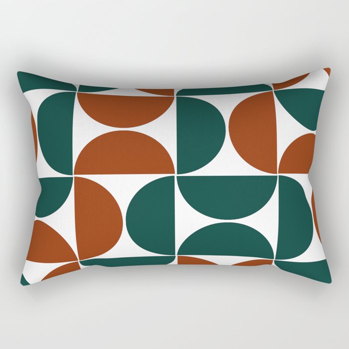 Teal red mid century modern geometric shapes Rectangular Pillow