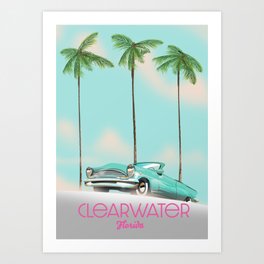 Clearwater Florida vintage style travel poster. Art Print