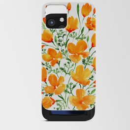 Watercolor California poppies iPhone Card Case