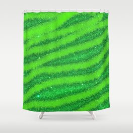 Light Green Glitter Zebra  Magic Collection Shower Curtain