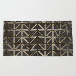 Triangle Metallic Gold and Black Pattern Beach Towel