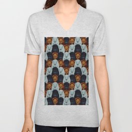 seamless pattern of stacked lion heads with digital painting V Neck T Shirt