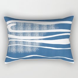 Minimalistic Blue Wave Painting Pattern Print  Rectangular Pillow