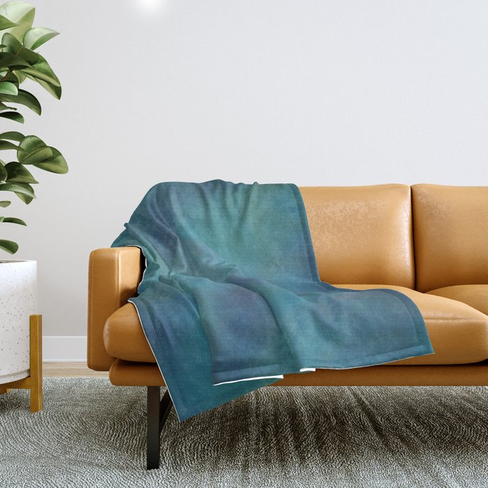 Abstract Soft Watercolor Gradient Ombre Blend 14 Teal, Purple, and Black Throw Blanket