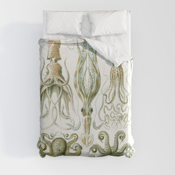 Ernst Haeckel - Kunstformen der Natur (1904) Squid and Octopus Duvet Cover