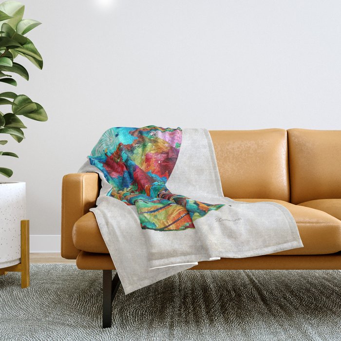 Colorful Nautilus Shell by Sharon Cummings Throw Blanket