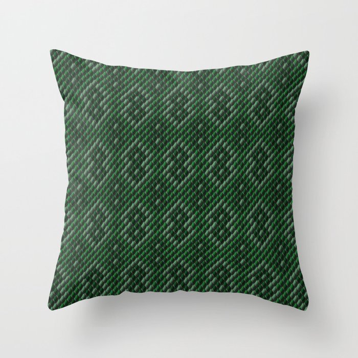 Green Patterned Snakeskin Throw Pillow