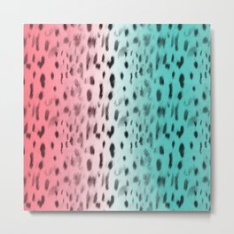 Pink and minted Leopard colorful pattern Metal Print