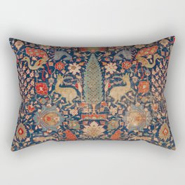 17th Century Persian Rug Print with Animals Rectangular Pillow