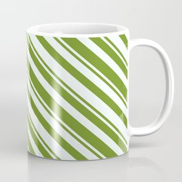 [ Thumbnail: Mint Cream and Green Colored Stripes Pattern Coffee Mug ]