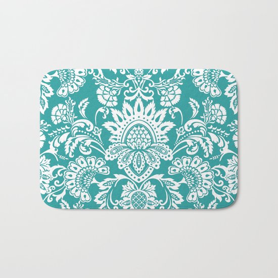 Damask in emerald Bath Mat