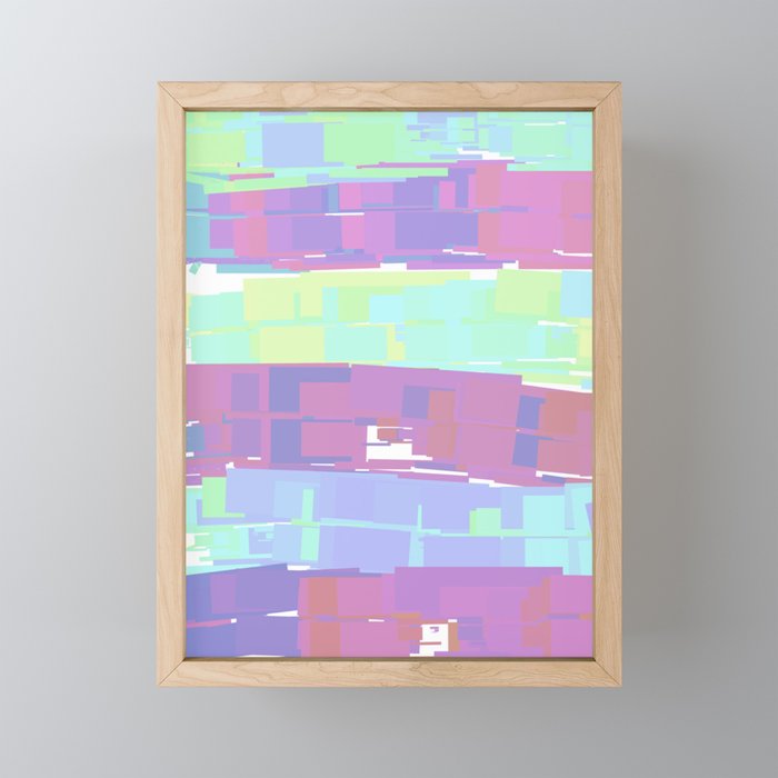 Neon Pastel Stripes Framed Mini Art Print