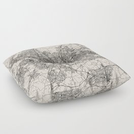 Glasgow, Scotland - Black and White Map Floor Pillow