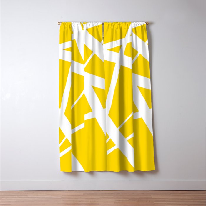 Sunshine Yellow W White Star Abstract Blackout Curtain By