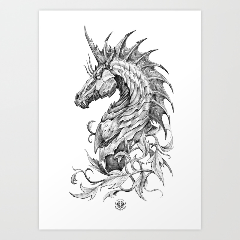 Dark Side Unicorn Art Print By Tanyartwork Society6