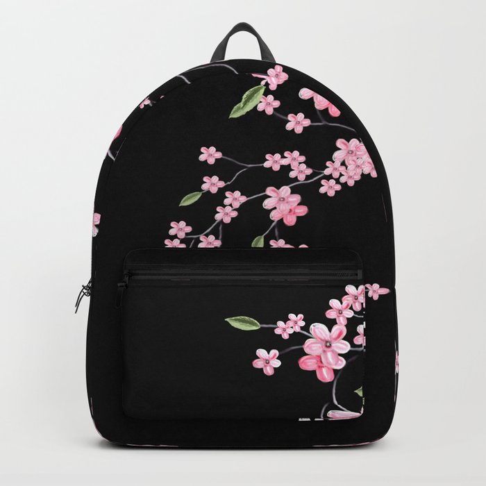 Cherry Blossom on Black Backpack