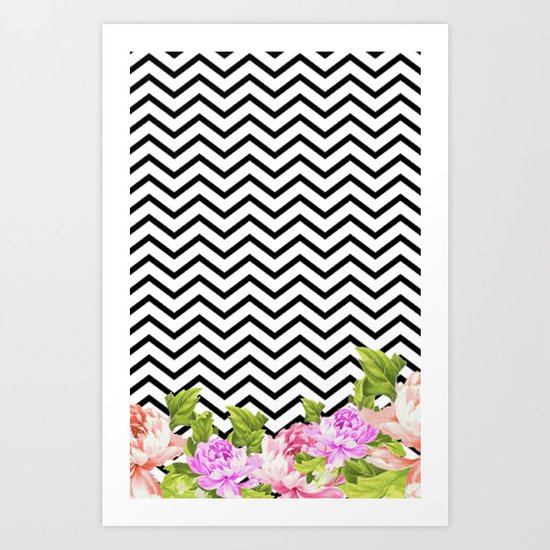 FLORAL CHEVRON Art Print